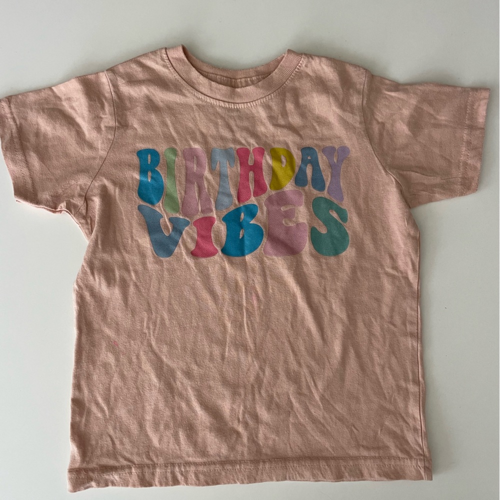 Kids 'Birthday Vibes' Graphic Tee - Peach